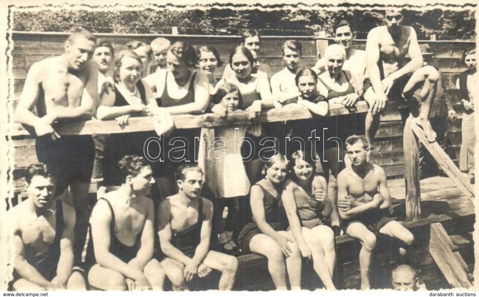 * T2/T3 1935 Csiszár-fürdő (Bálványosfürdő), Fürdőzők / Bathing People. Group Photo (Rb) - Non Classificati