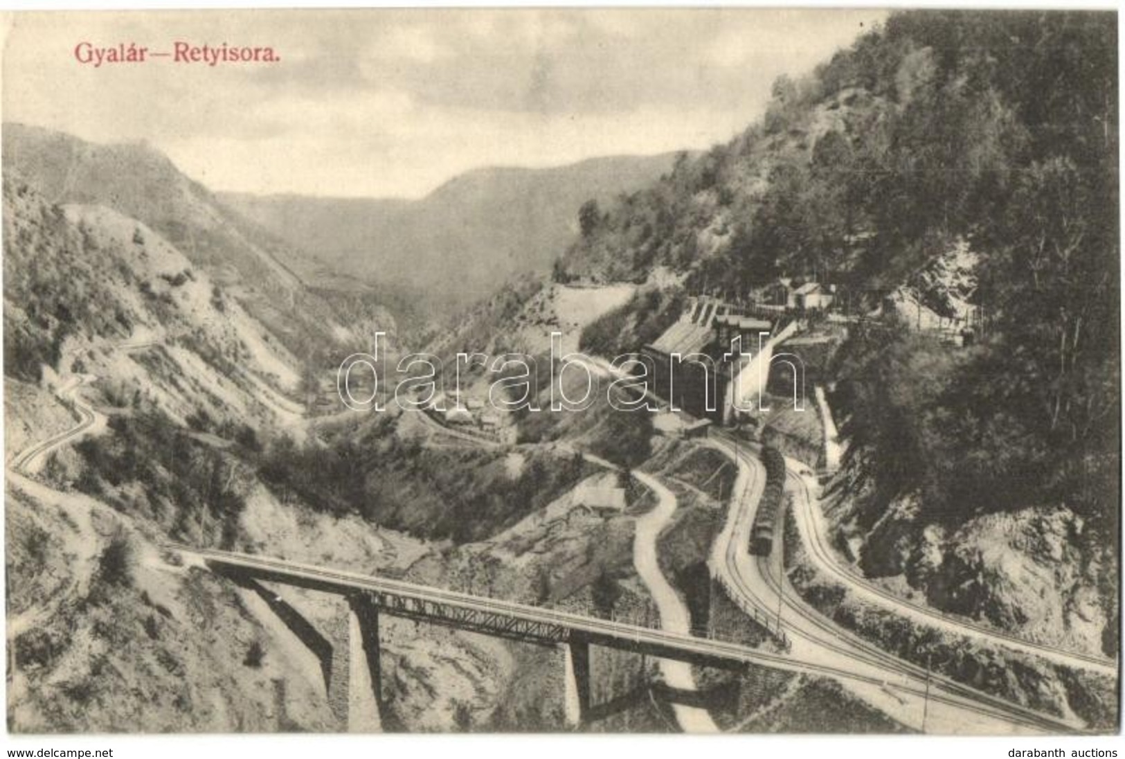 * T2 Gyalár, Ghelari; Retyisórai Bányavasúti Völgyhíd, ércrakodó, Adler Fényirda 1907 / Retisoara Mine Railway - Unclassified