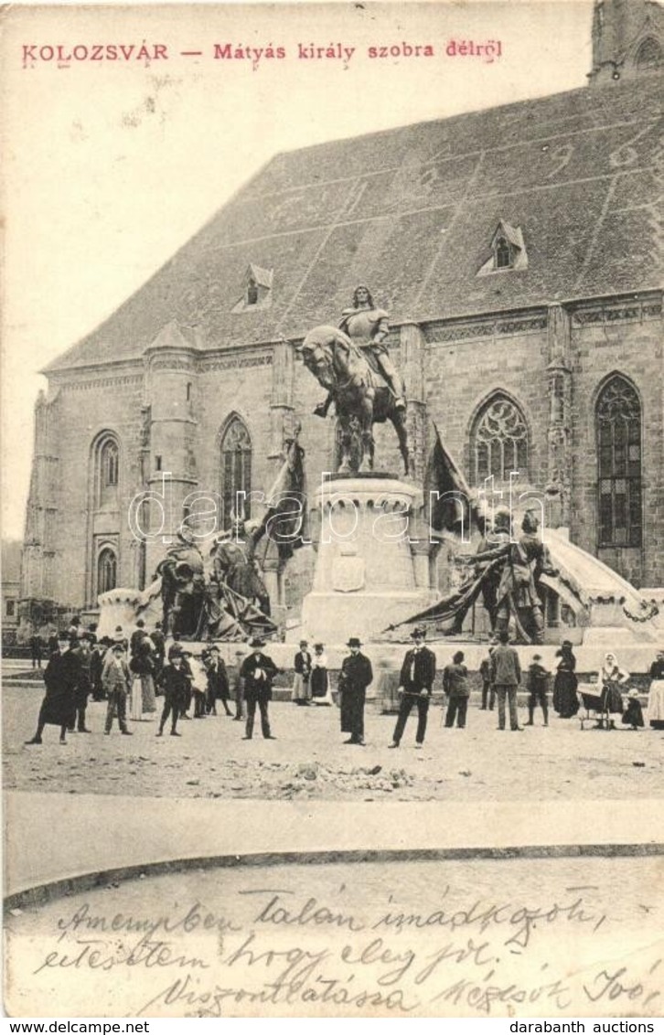 T2/T3 Kolozsvár, Cluj; Mátyás Király Szobor Délről. Lepage Lajos Kiadása / Statue  (EK) - Unclassified