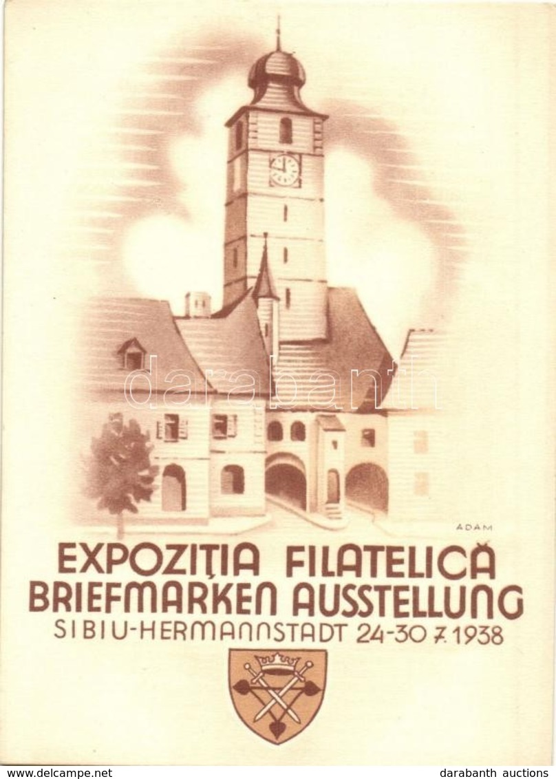 ** T2 1938 Nagyszeben, Hermannstadt, Sibiu; Expozitia Filatelica / Briefmarken Ausstellung / Bélyegkiállítás Reklámlapja - Unclassified