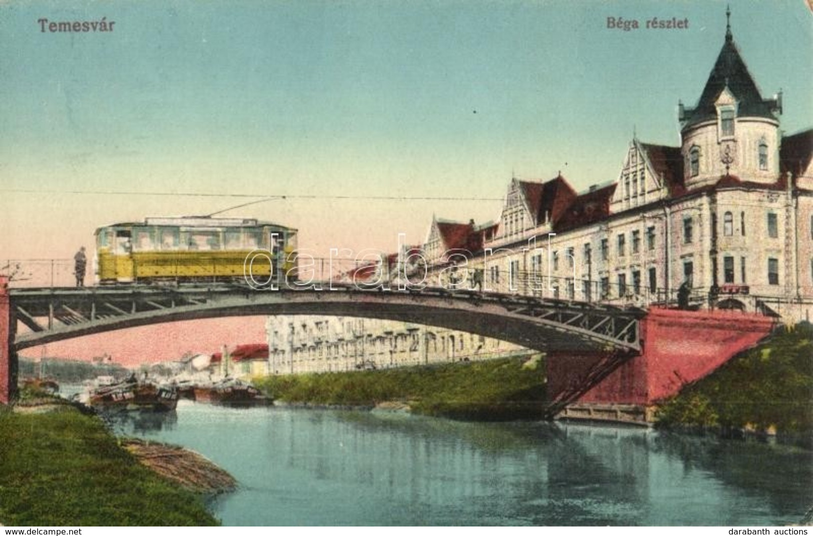 Temesvár, Timisoara; Béga Részlet, Villamos, Híd / Bega Riverside, Tram, Bridge (EK) - Unclassified