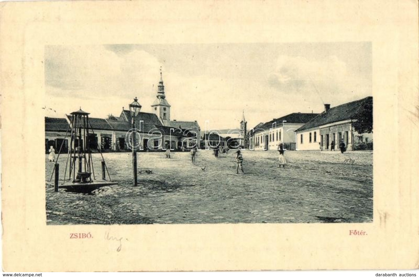 T2/T3 Zsibó, Jibou; Fő Tér, Róth Márkusz, Merza Testvérek üzlete, Református Templom, Kút. W. L. Bp. 7091. / Main Square - Unclassified