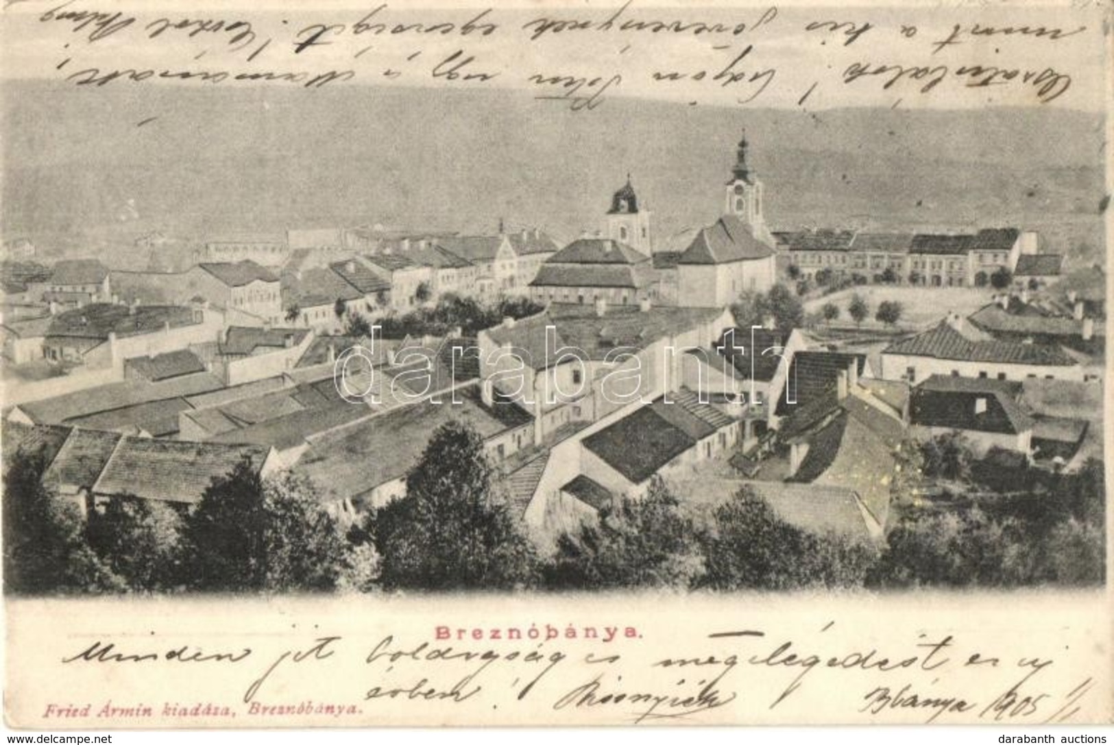 T2/T3 1905 Breznóbánya, Brezno Nad Hronom; Látkép, Templomok. Fried Ármin Kiadása / General View, Churches (EK) - Unclassified