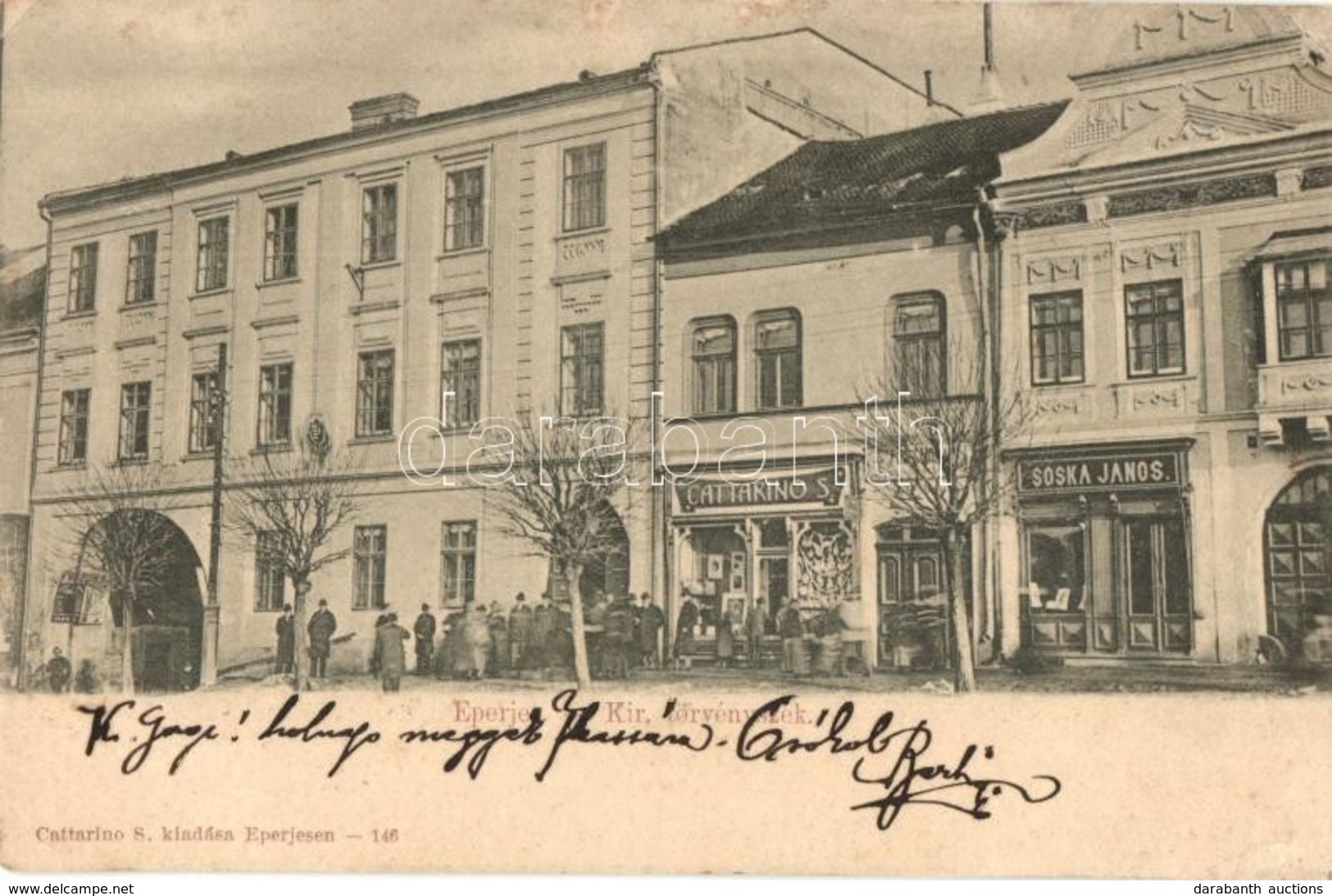 T2 1903 Eperjes, Presov; Királyi Törvényszék, Sóska János üzlete, Cattarino S. Könyvesboltja és Saját Kiadása / Court Of - Non Classés