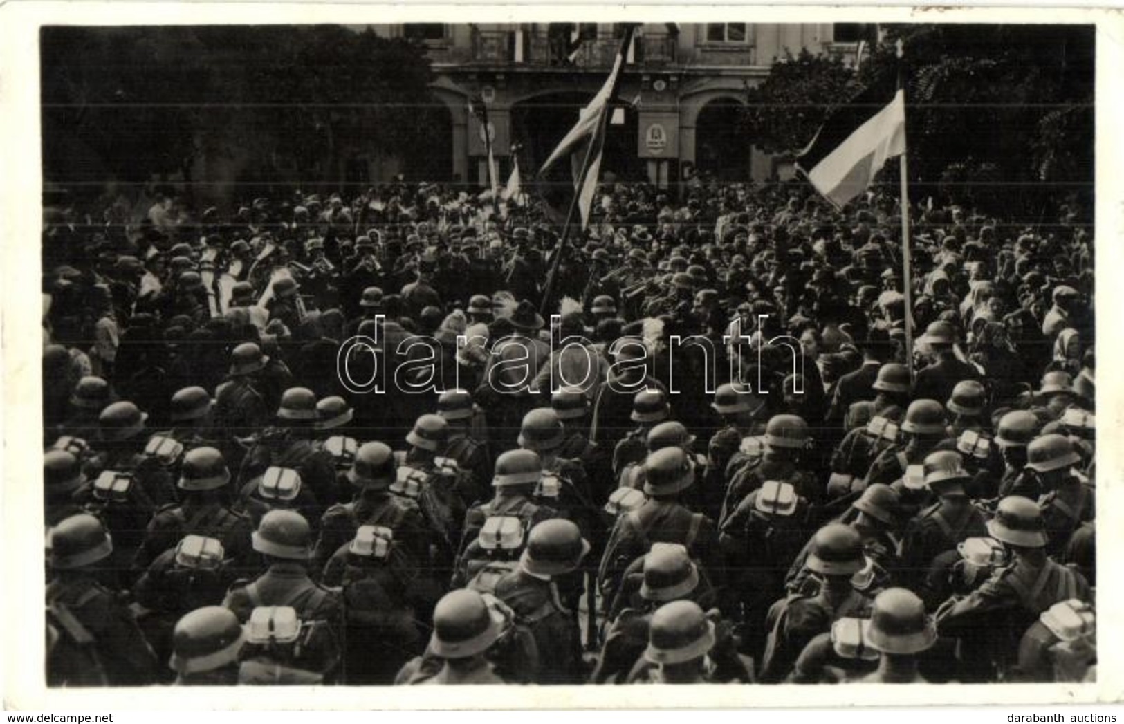 T2/T3 1938 Ipolyság, Sahy; Bevonulás, Magyar Zászlók / Entry Of The Hungarian Troops + 1938 Ipolyság Visszatért So. Stpl - Non Classificati