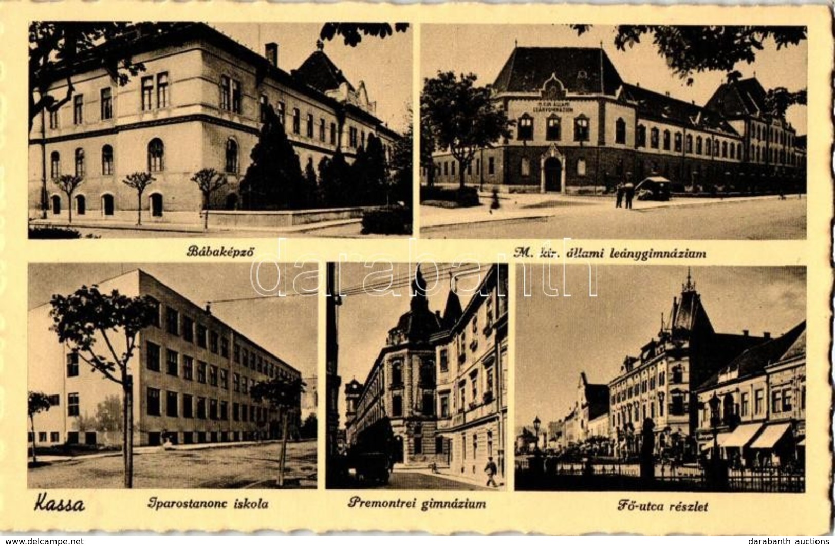 ** T1/T2 Kassa, Kosice; Bábaképző, Állami Leánygimnázium, Fő Utca, Premontrei Gimnázium, Iparostanonc Iskola / Schools,  - Unclassified