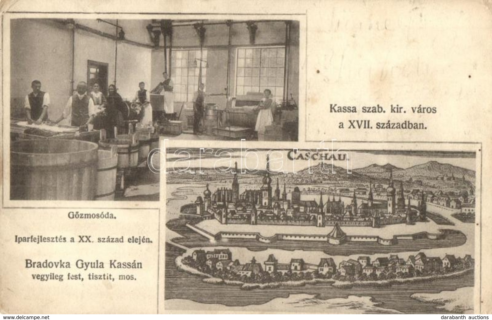 * T2/T3 Kassa, Kosice; A XVII. Században, Iparfejlesztés A XX. Században, Bradovka Gyula Gőzmosodája, Belső Munkásokkal. - Sin Clasificación