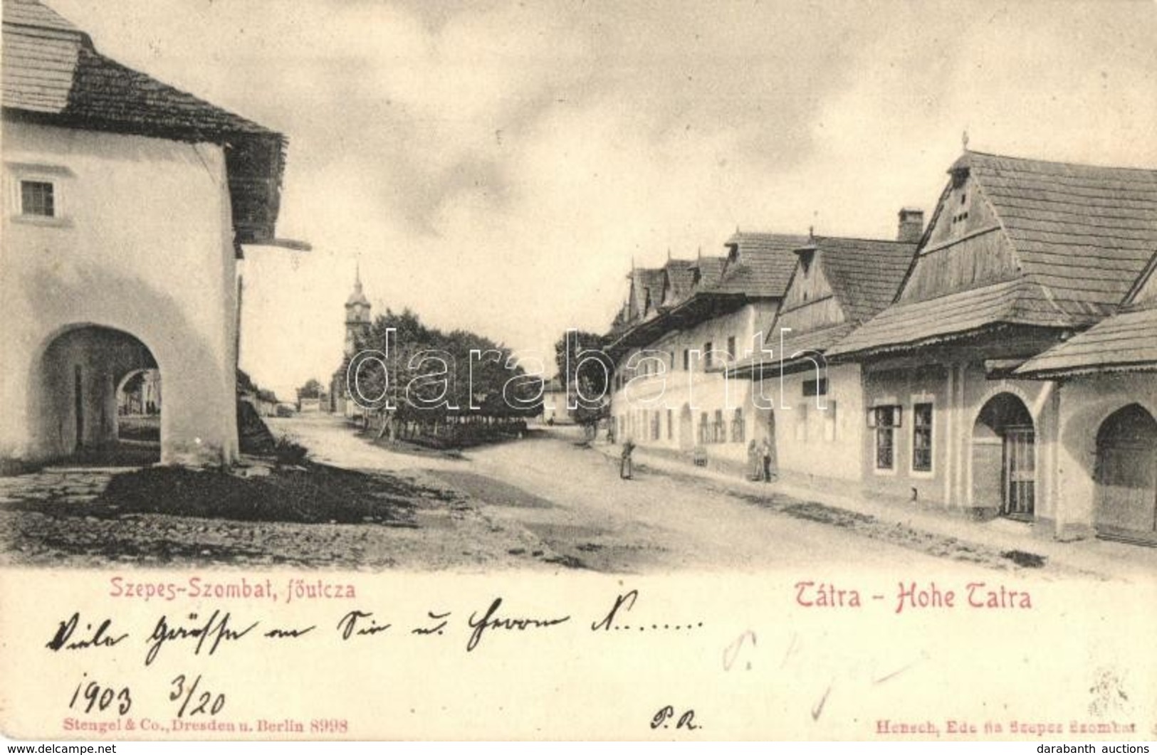 T2 1903 Szepesszombat, Georgenberg, Spisská Sobota; Fő Utca. Hensch Ede Fia Kiadása / Main Street - Non Classificati