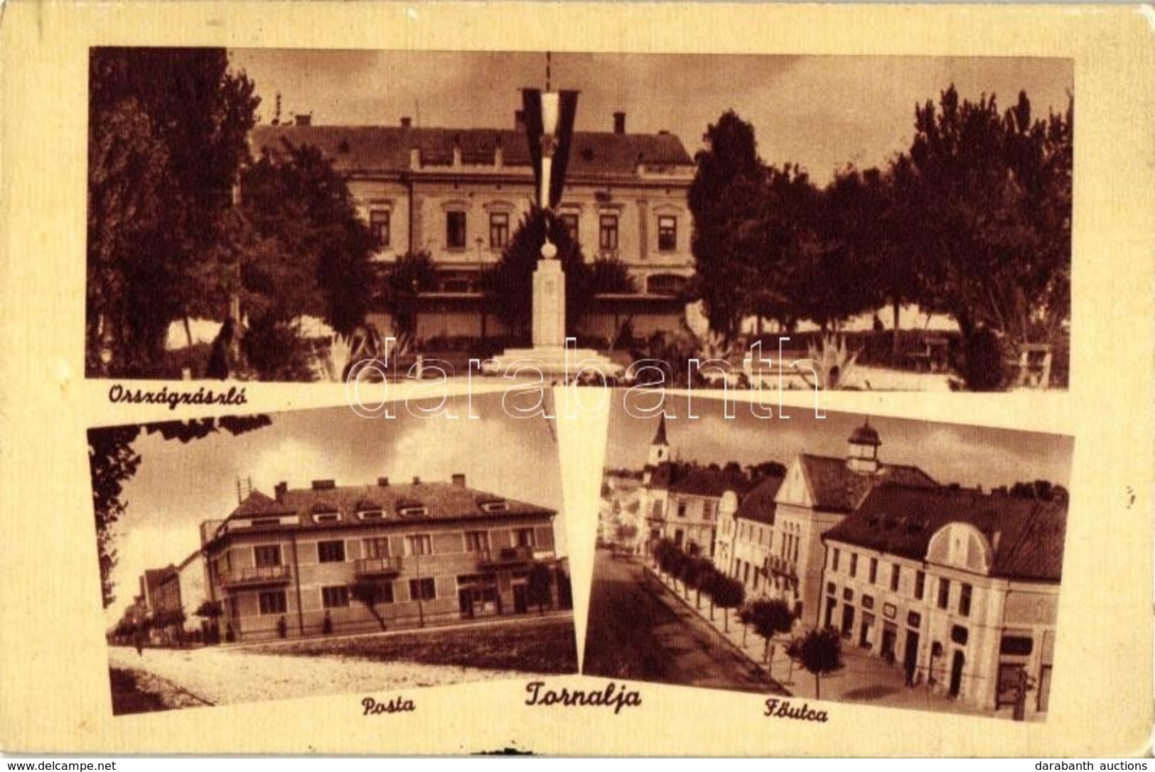 T2 Tornalja, Tornala; Országzászló, Fő Utca, Posta / Main Street, Flag, Post Office - Unclassified