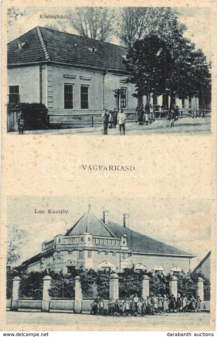 T2 Vágfarkasd, Forcas, Vlkad Nad Váhom, Vlcany; Községháza, Lun Kastély / Town Hall, Castle - Unclassified