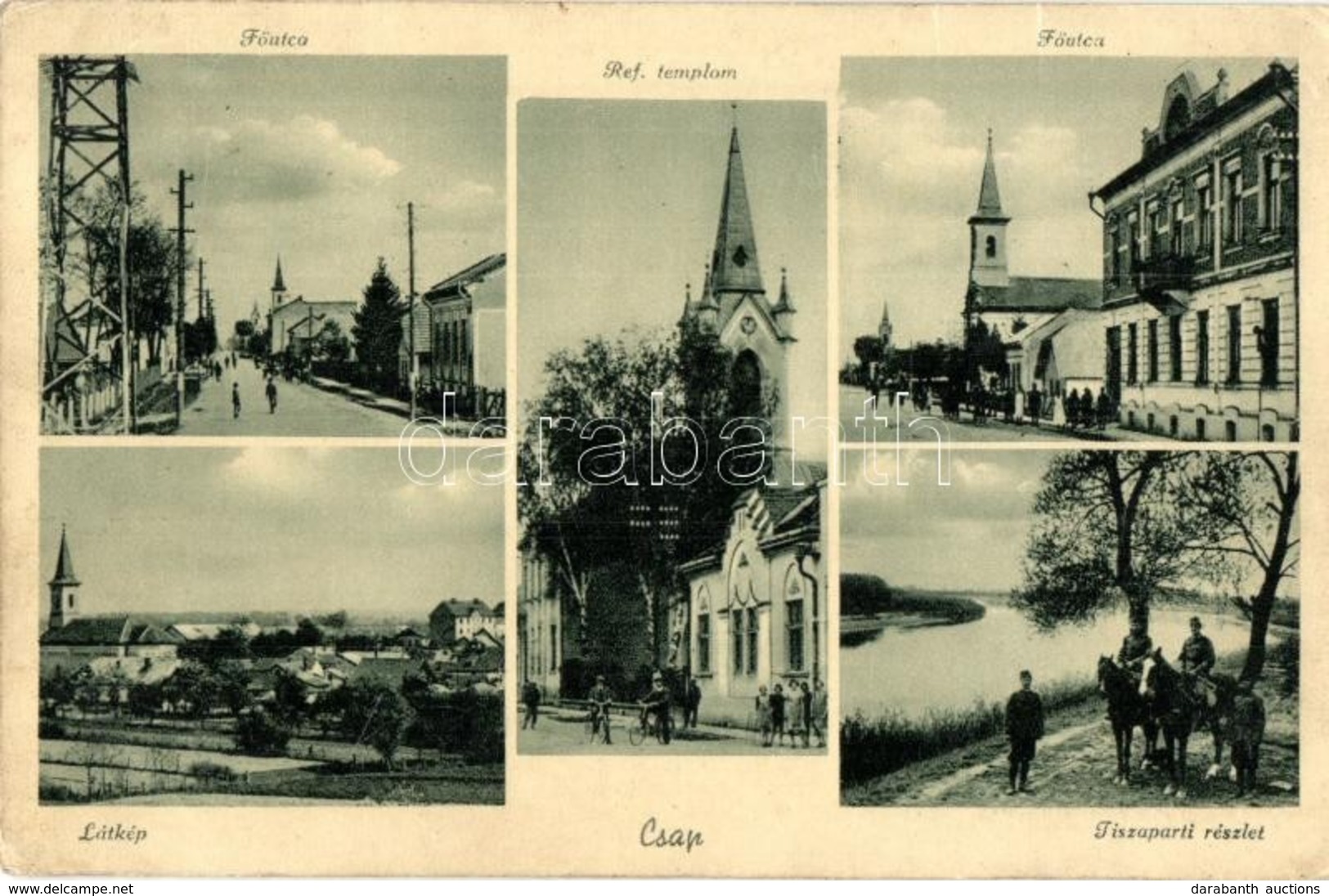 T2/T3 Csap, Chop; Fő Utca, Református Templom, Tisza Part, Sebők Viktor Fényképész Kiadása / Main Street, Church, River  - Non Classificati