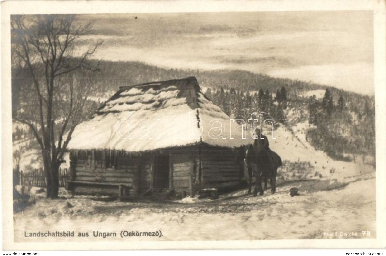 ** T1/T2 Ökörmező, Volove Polje, Mizhhirya; Kunyhó Télen Katonával / Hut In The Winter With Soldier. Phot. F. Deicke - Non Classificati