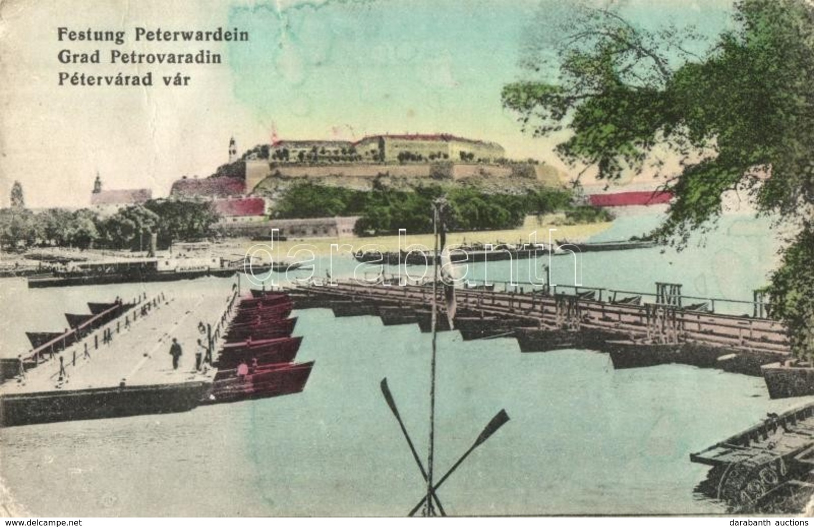 * T2/T3 Újvidék, Novi Sad; Pétervárad Vár, Hajóhíd, Aladár Gőzhajó / Peterwardein / Petrovaradin Castle, Pontoon Bridge, - Non Classés