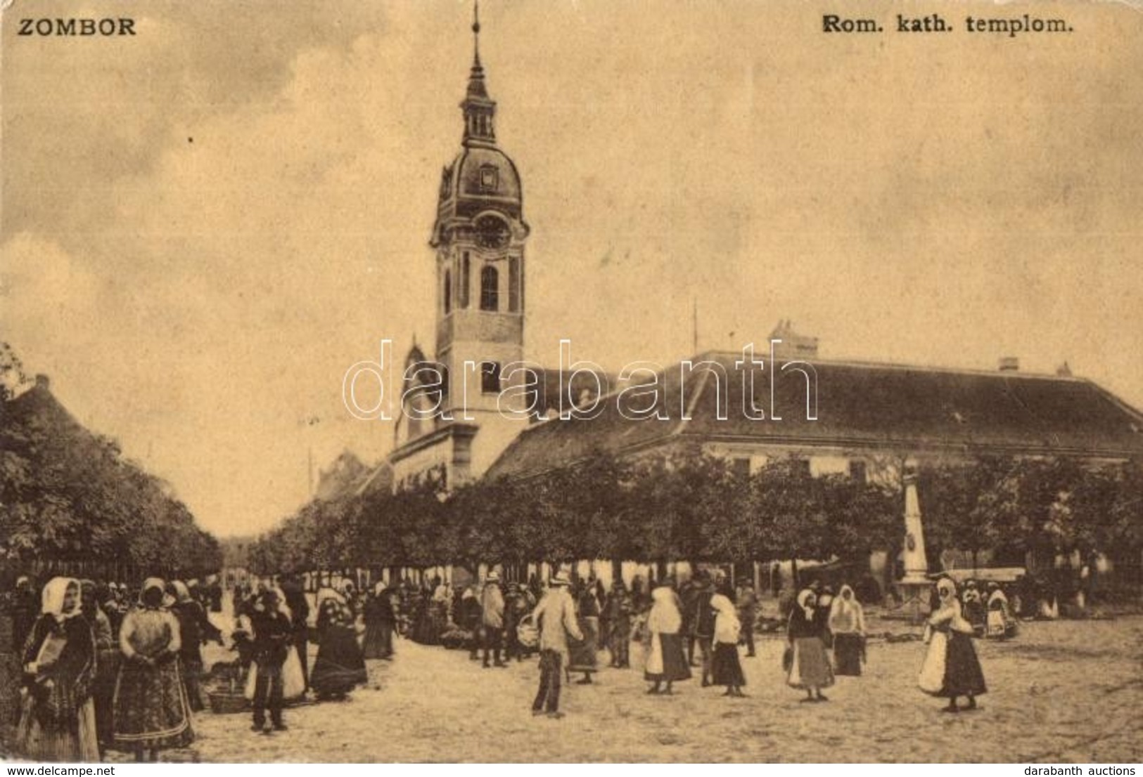 T2 Zombor, Sombor; Római Katolikus Templom, Piaci árusok, Vásár. W. L. 317. / Catholic Church, Market Vendors - Unclassified