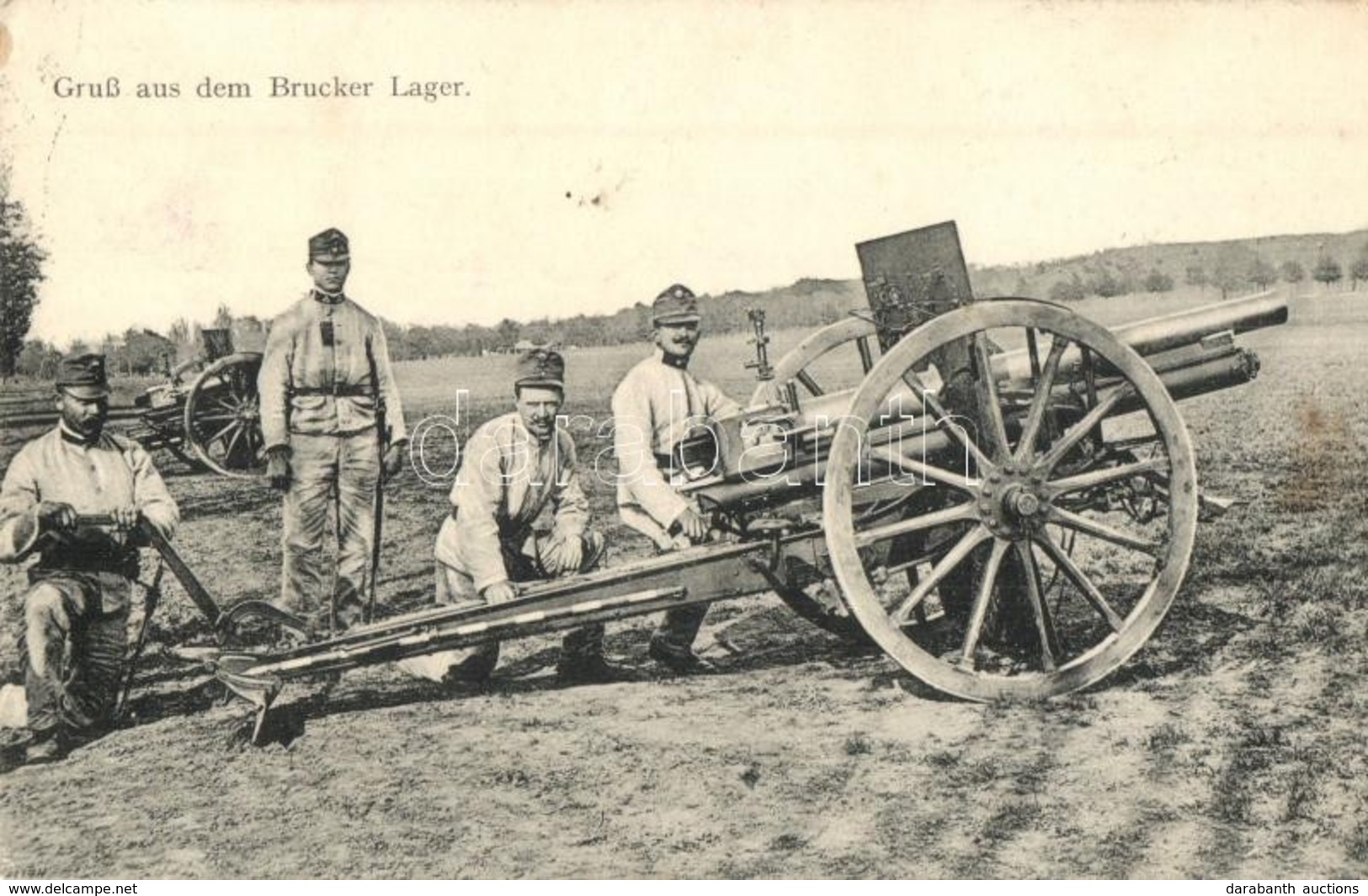 T2/T3 Lajtabruck, Bruck And Der Leitha; Brucker Lager / Military Training Filed, Cannon, K. U. K. Soldiers (EK) - Non Classificati