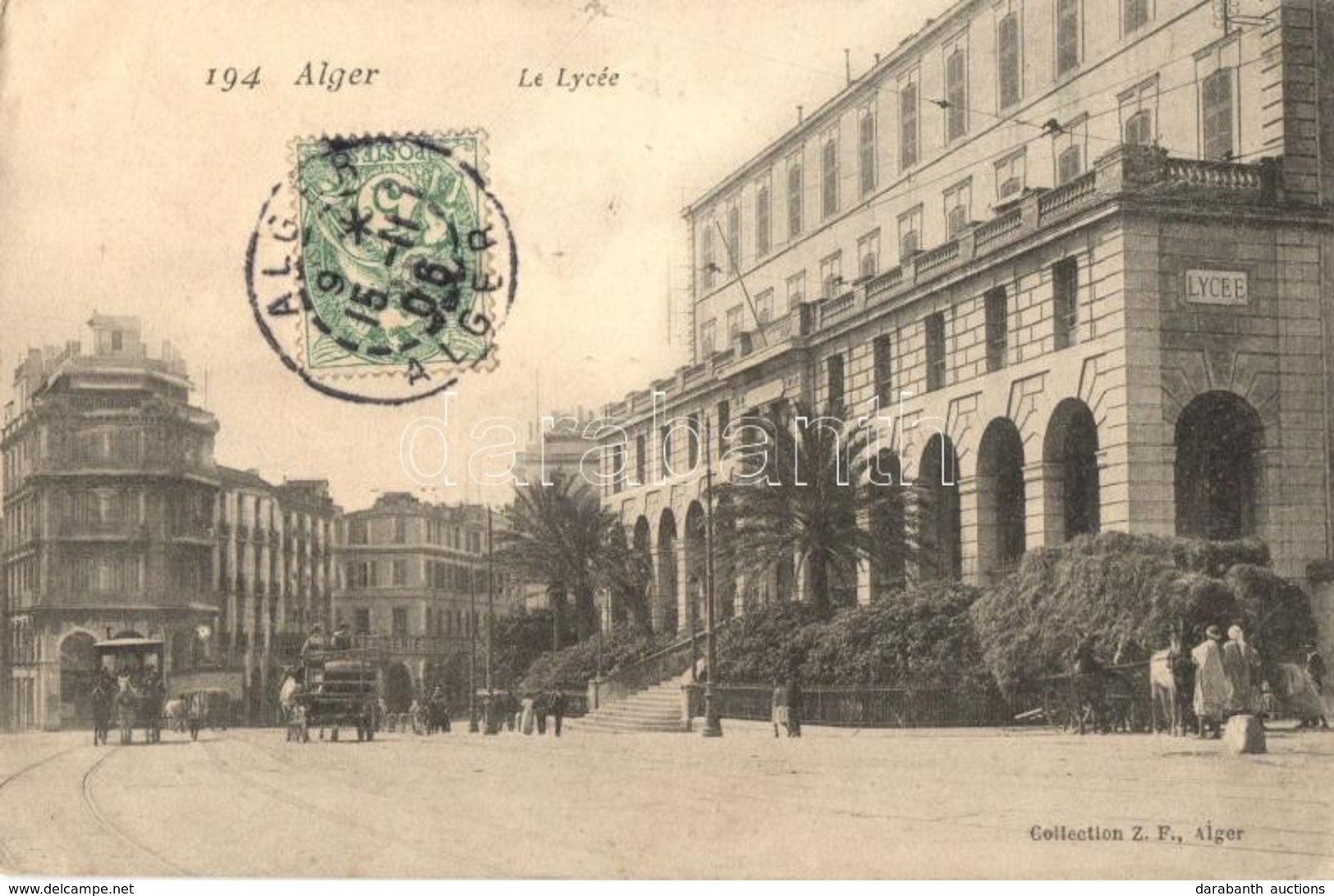 T2/T3 Algiers, Alger; 'Le Lycée' / Grammar School, Horse Carriage (EK) - Non Classés