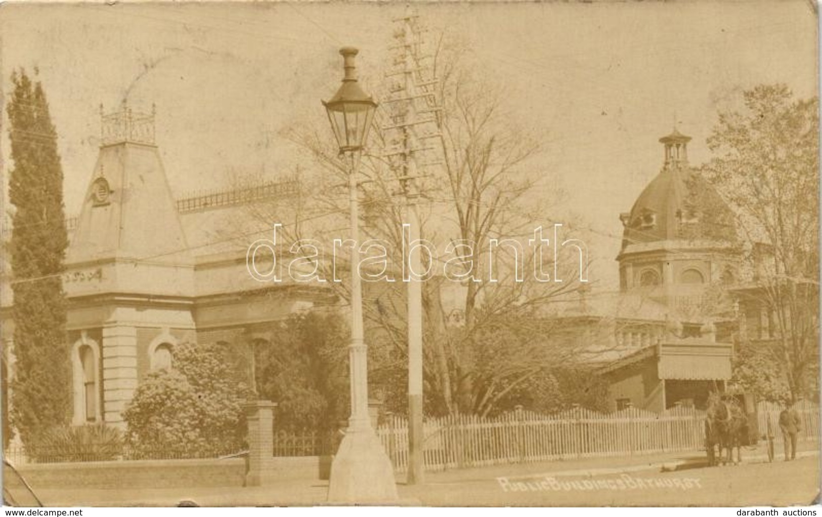 * T2/T3 1924 Bathurst, New South Wales; Public Buildings, Town Hall, Horse Carriage, Photo (EK) - Non Classés