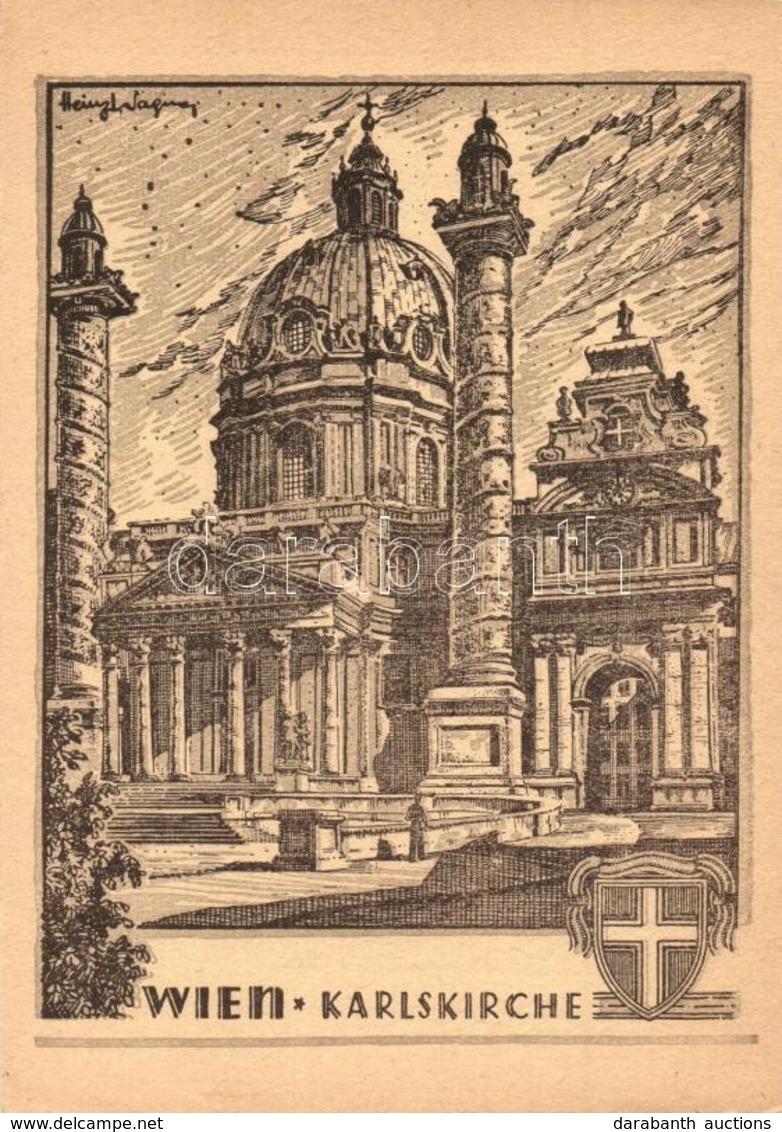 ** T1/T2 Vienna, Wien IV. Karlskirche / Dome Church, Etching Style, S: Heinz Wagner - Unclassified