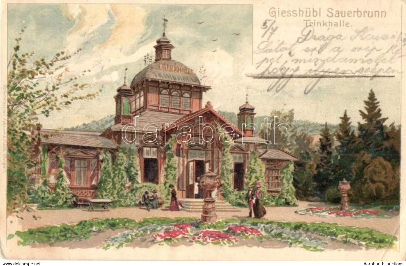 * T2/T3 1901 Kyselka, Giesshübl-Sauerbrunn; Trinkhalle / Drinking Hall, Eckstein&Stähle Litho (Rb) - Non Classés