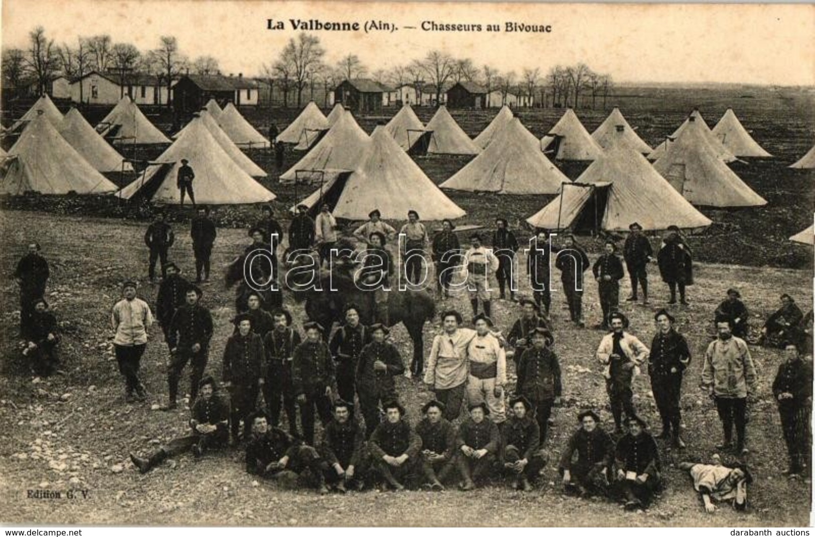** T1/T2 La Valbonne, Chasseurs Au Bivouac / WWI French Military Camp, Mountain Soldiers - Sin Clasificación