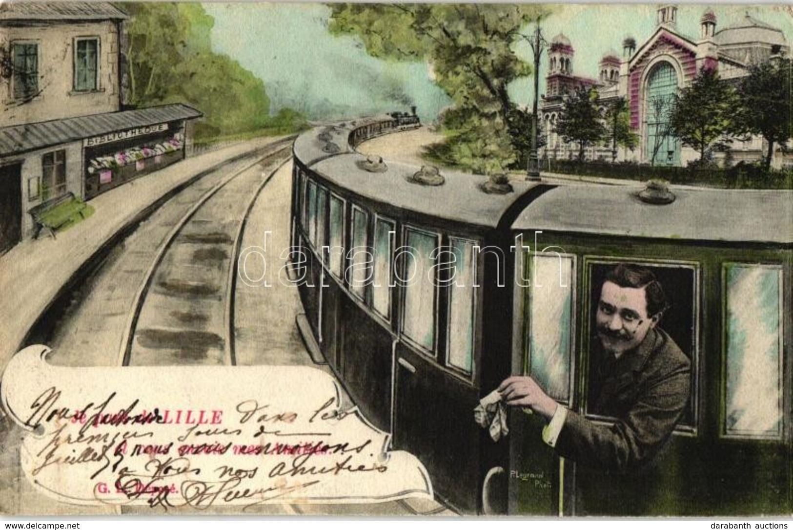 T2/T3 Lille, Bibliotheque / Library, Locomotive Greeting  Card (EK) - Sin Clasificación