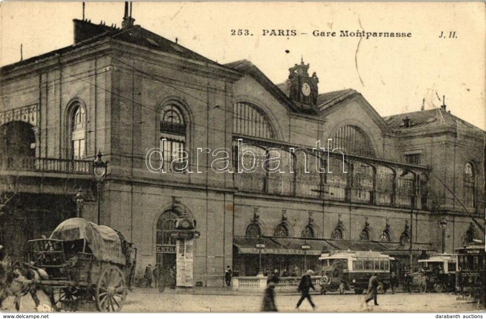 * T3 Paris, 'Gare Montparnasse' / Railway Station, Autobus, Horse Carriage (small Tear) - Unclassified