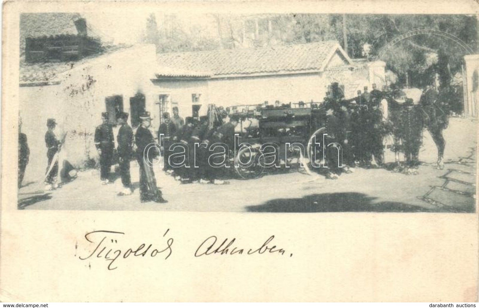 T2/T3 1899  Athens, Athína, Athenes; Firefighters With Fire Engine  (EK) - Non Classificati