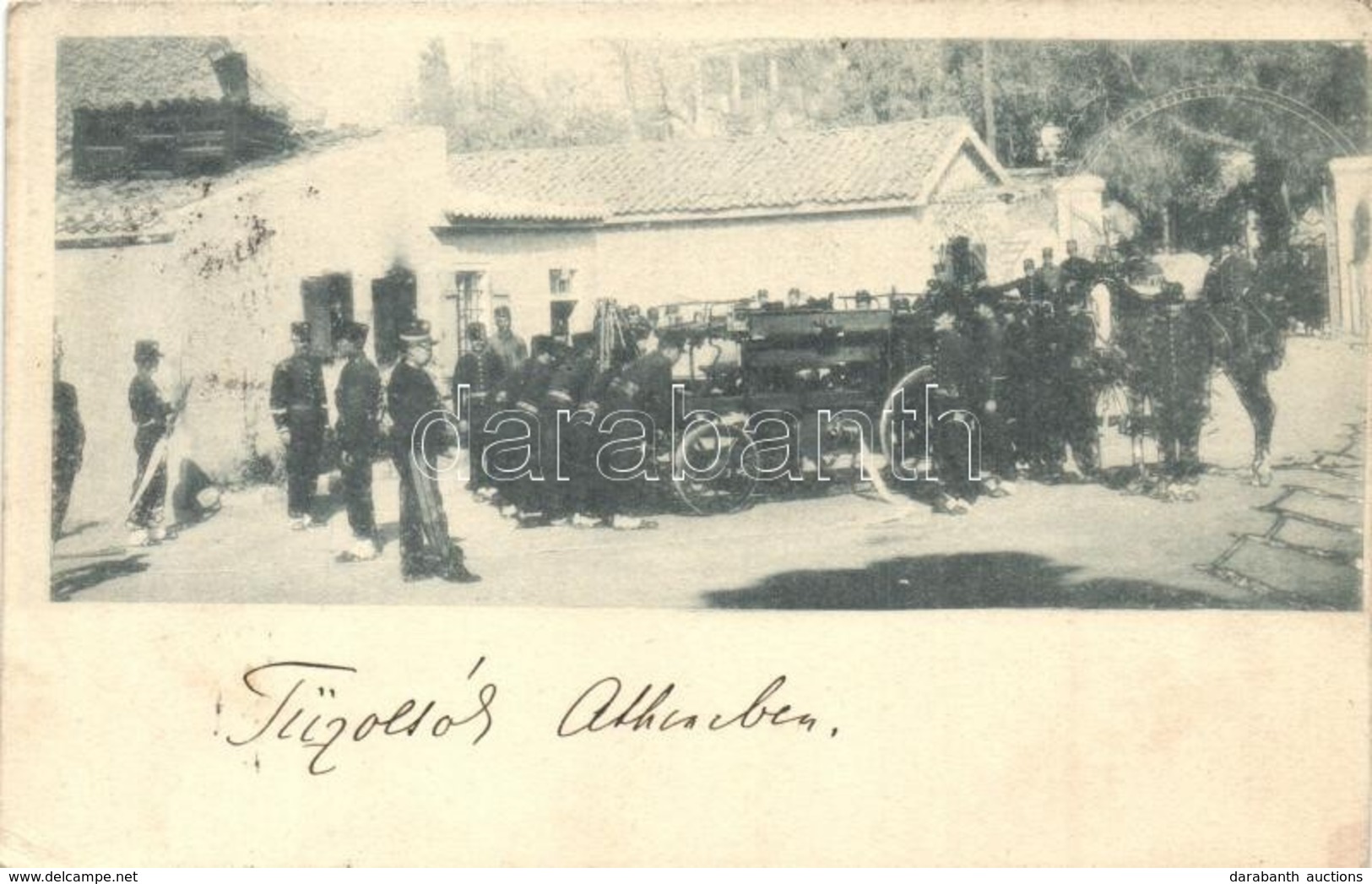 T2/T3 1899  Athens, Athína, Athenes; Firefighters With Fire Engine  (EK) - Non Classés