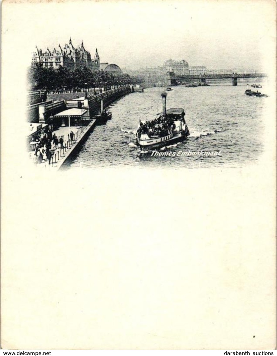 ** T2 London, Thames Embankment, Ships, Court Card, Minicard (8,9 Cm X 11,5 Cm) - Ohne Zuordnung