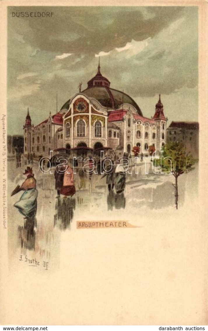 ** T1/T2 Düsseldorf, Apollotheater / Theatre, Aquarellkarte No. 15. Von W. Wörmboke, Litho S: Grothe - Non Classés