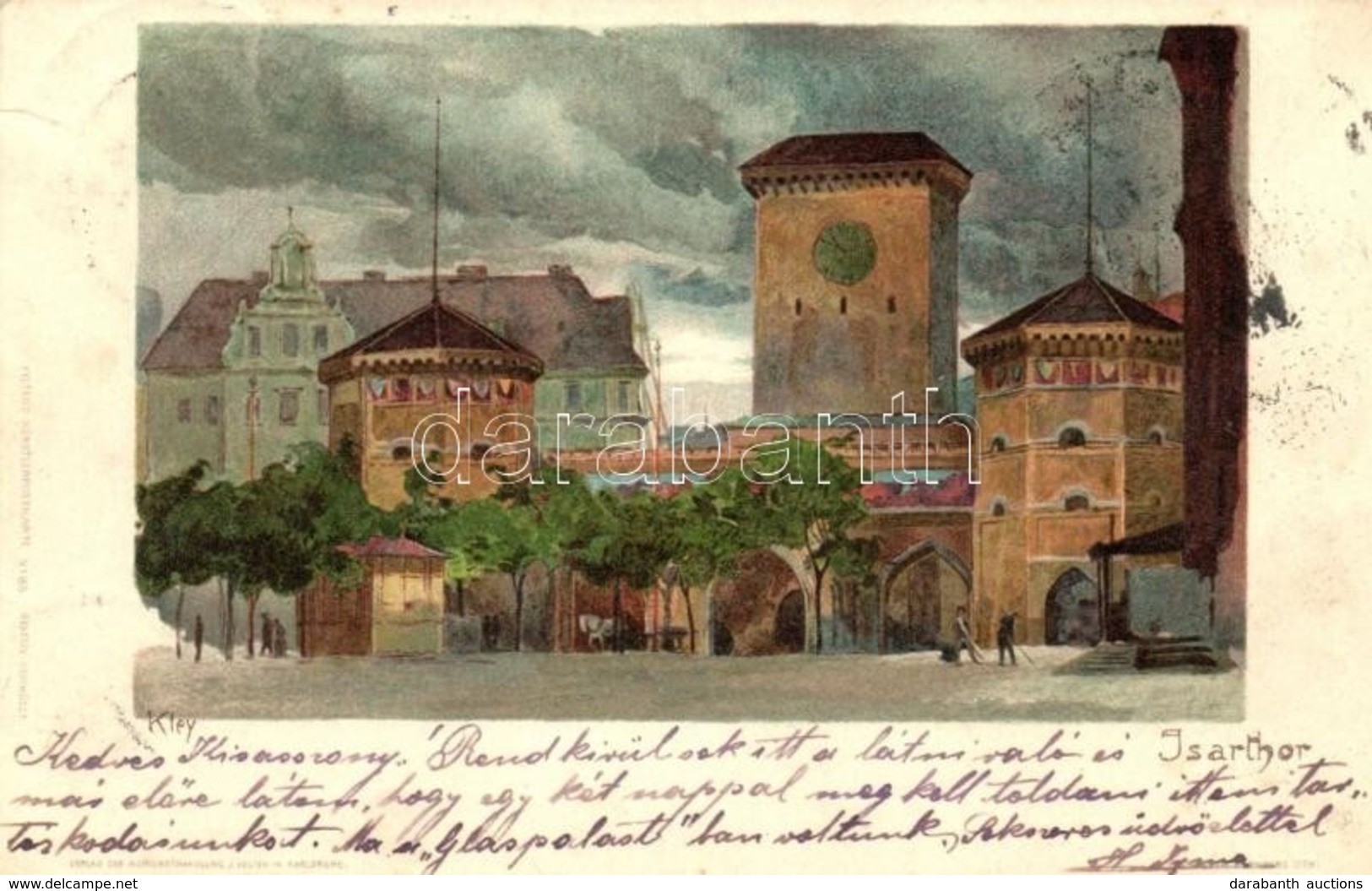 T2/T3 1899 München, Isarthor / Gate, Velten's Künstlerpostkarte No. 85. Litho S: Kley (EK) - Non Classificati