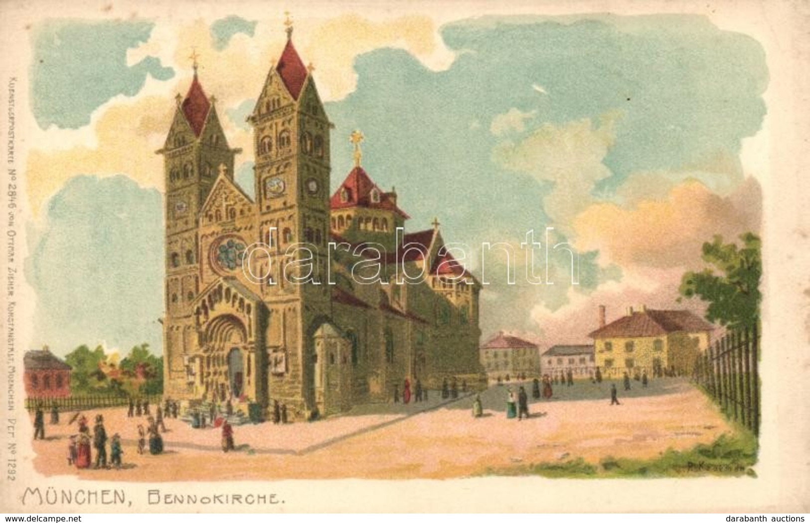 ** T2 München, Bennokirche / Church, Kuenstlerpostkarte No. 2846. Von Ottmar Zieher, Litho S: P. Kraemer - Unclassified