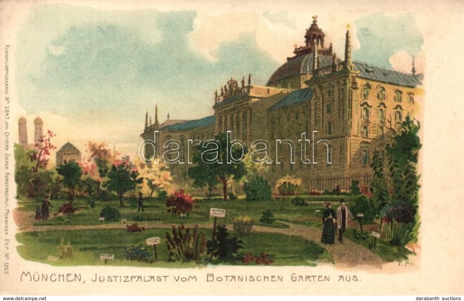 ** T2 München, Justizpalast / Palace Of Justice, Kuenstlerpostkarte No. 2847. Von Ottmar Zieher, Litho S: P. Kraemer - Non Classificati