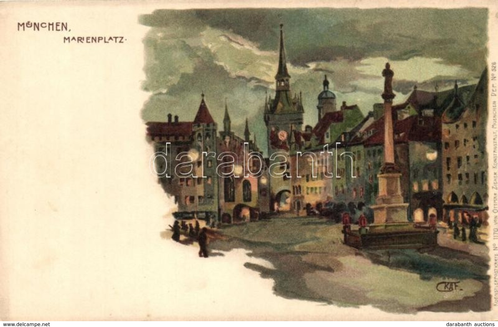 ** T2 München, Marienplatz / Square, Kuenstlerpostkarte No. 1170. Von Ottmar Zieher, Litho, Artist Signed - Non Classificati