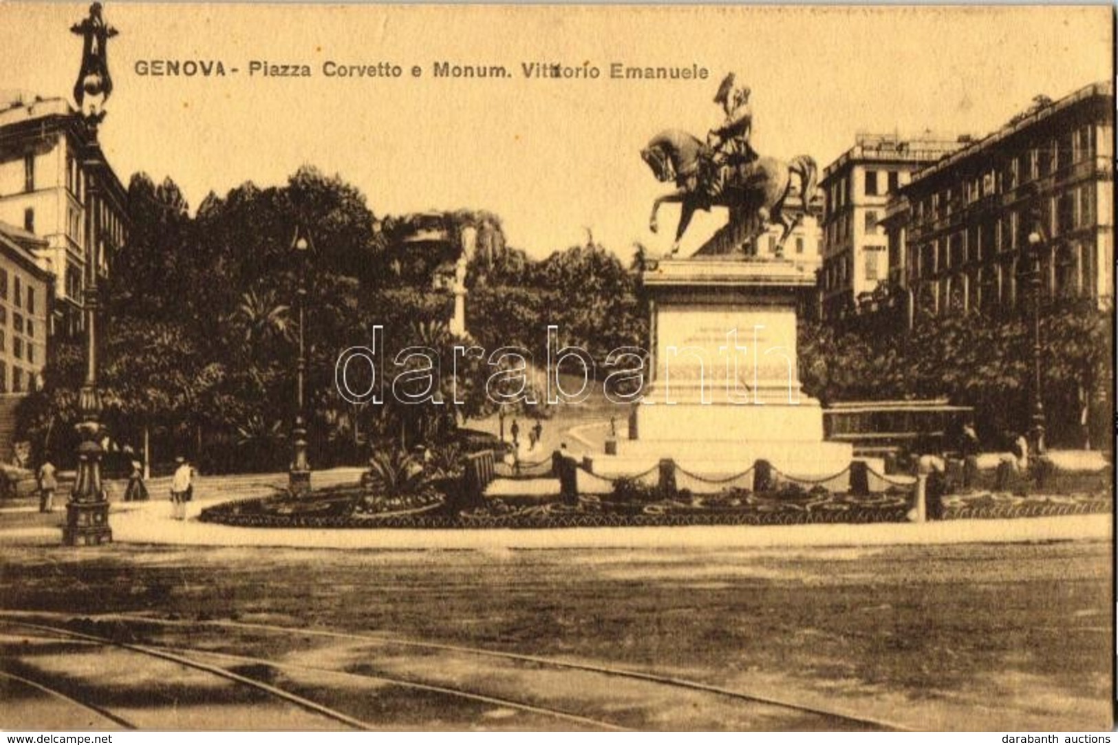 ** T2 Genova, 'Piazza Corvetto E Monum. Vittorio Emanuele' / Square, Statue - Unclassified
