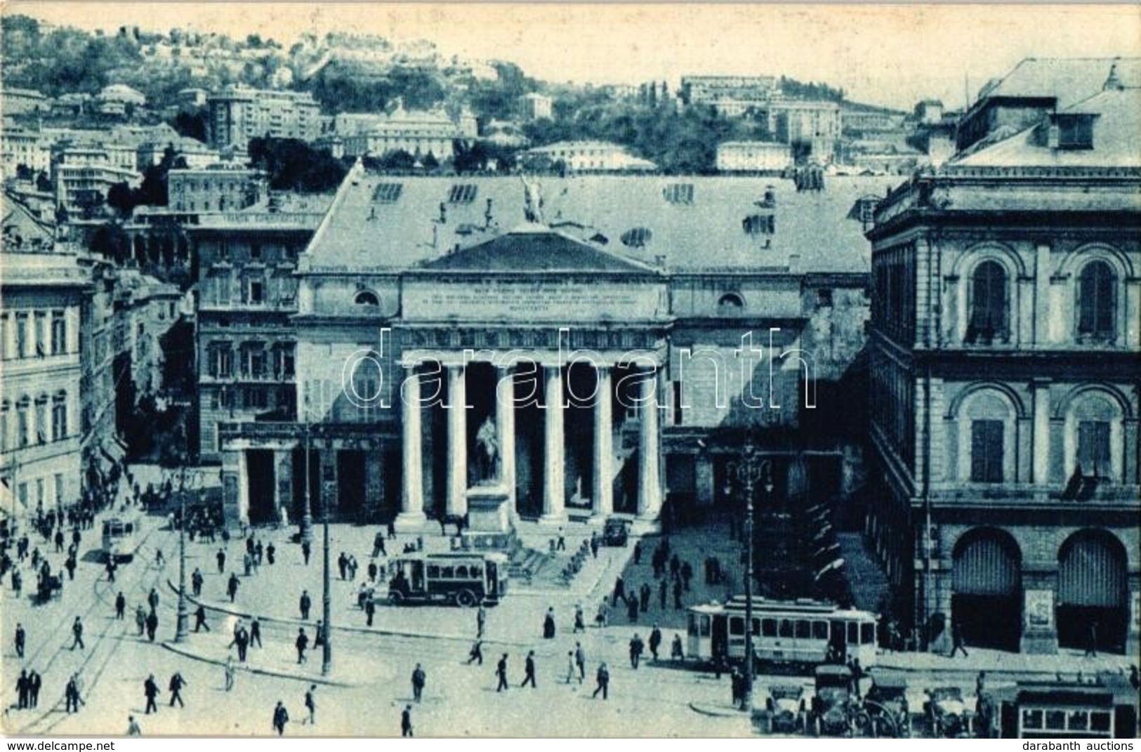 ** T1 Genova, Piazza De Ferrari, Teatro Carlo Felice, Monumento A Garibaldi / Square, Theatre, Monument, Trams - Unclassified