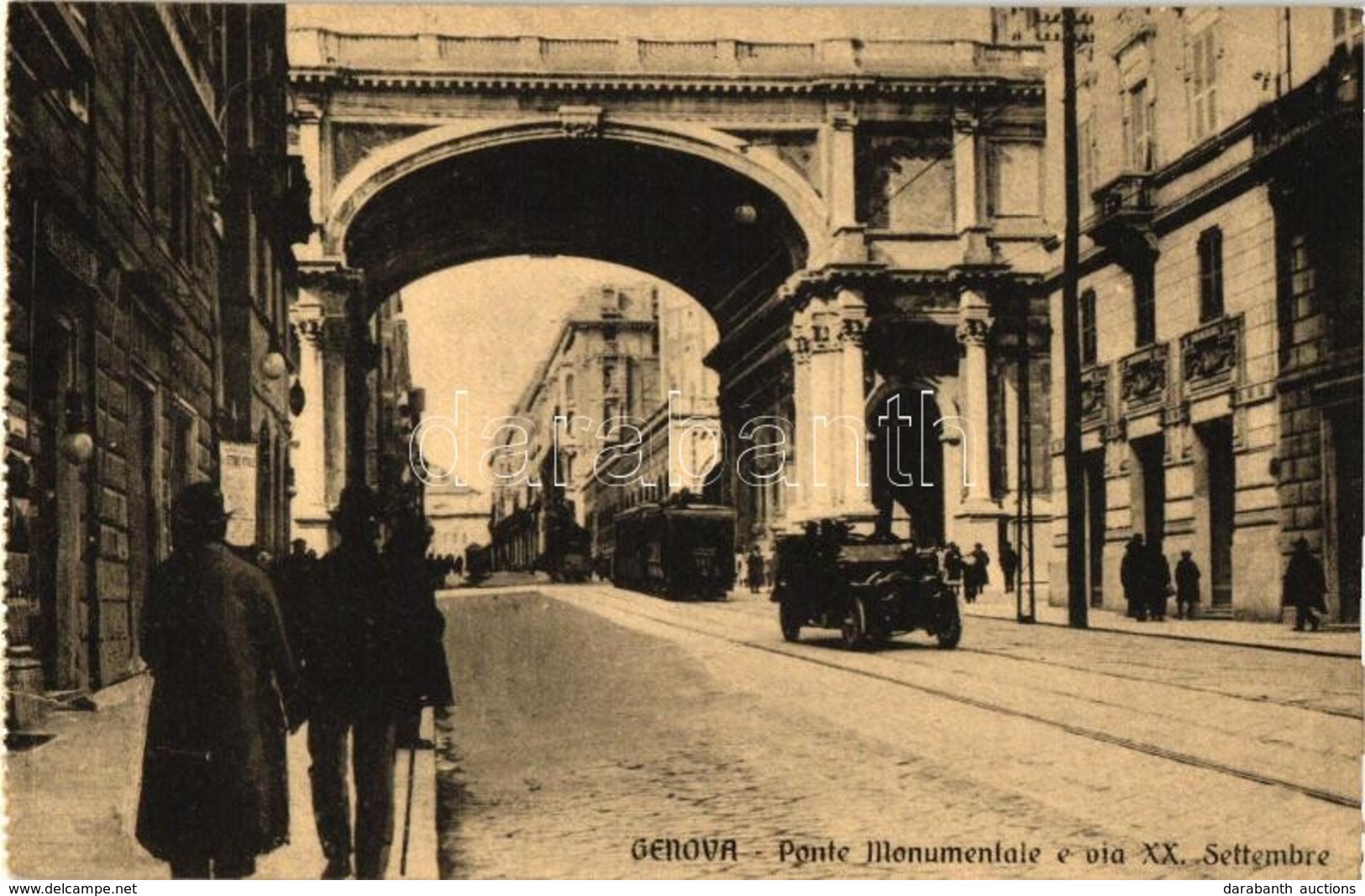 ** T1/T2 Genova, Ponte Monumentale E Via XX. Settembre / Gate, Street, Automobile, Tram - Unclassified