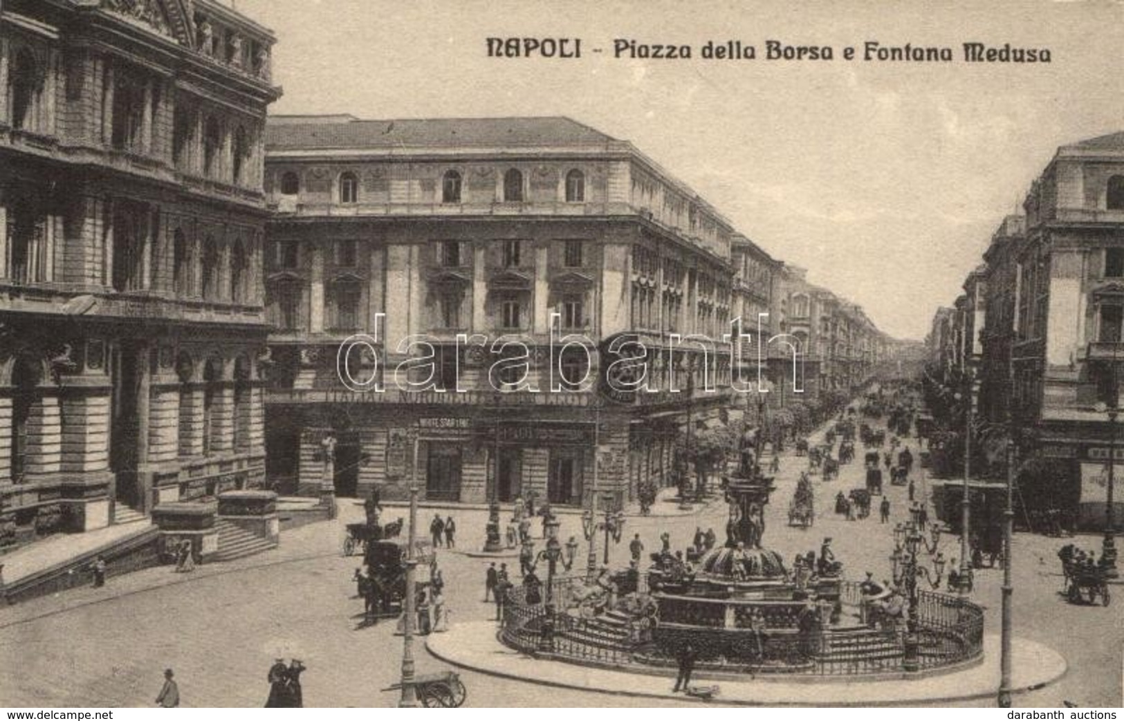 ** T1 Naples, Napoli; Piazza Della Borsa, Fontana Medusa / Square, Fountain, Office Of Italia Norddeutscher-Lloyd - Unclassified