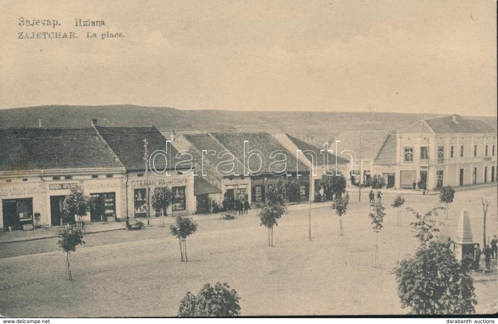 * T2/T3 Zajecar, Main Square, Monument, Shop Of Stefan Rajnovic And Marjanovic (EK) - Ohne Zuordnung