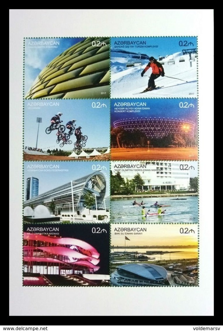 Azerbaïjan 2017 Mih. 1315/22 Sport. Skiing. Stadiums. Cycling. Rowing MNH ** - Azerbaïjan