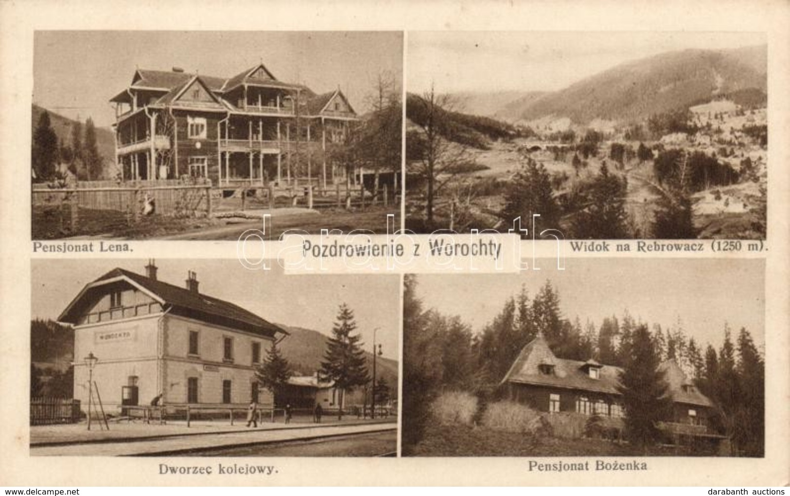 * T1/T2 Vorokhta, Worochty; Pensionat Lena And Bozenka, Dworzec Kolejowy / Hotels, Raiway Station - Sin Clasificación