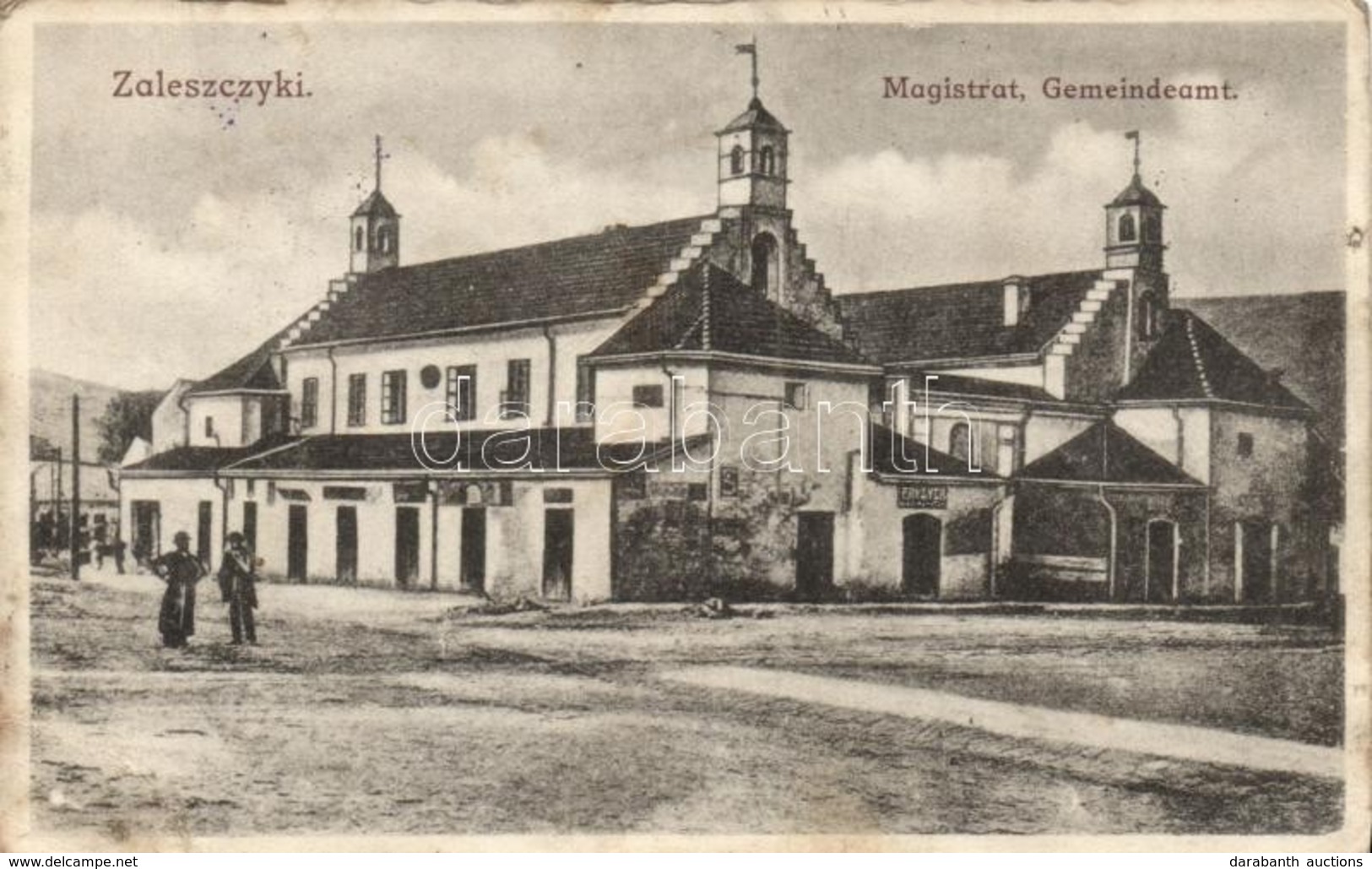 T2/T3 1916 Zalishchyky, Zalischyky, Zaleszczyki; Magistrat, Gemeindeamt, Fryzyer / Town Hall, Hairdresser + M. Kir. 51.  - Non Classificati