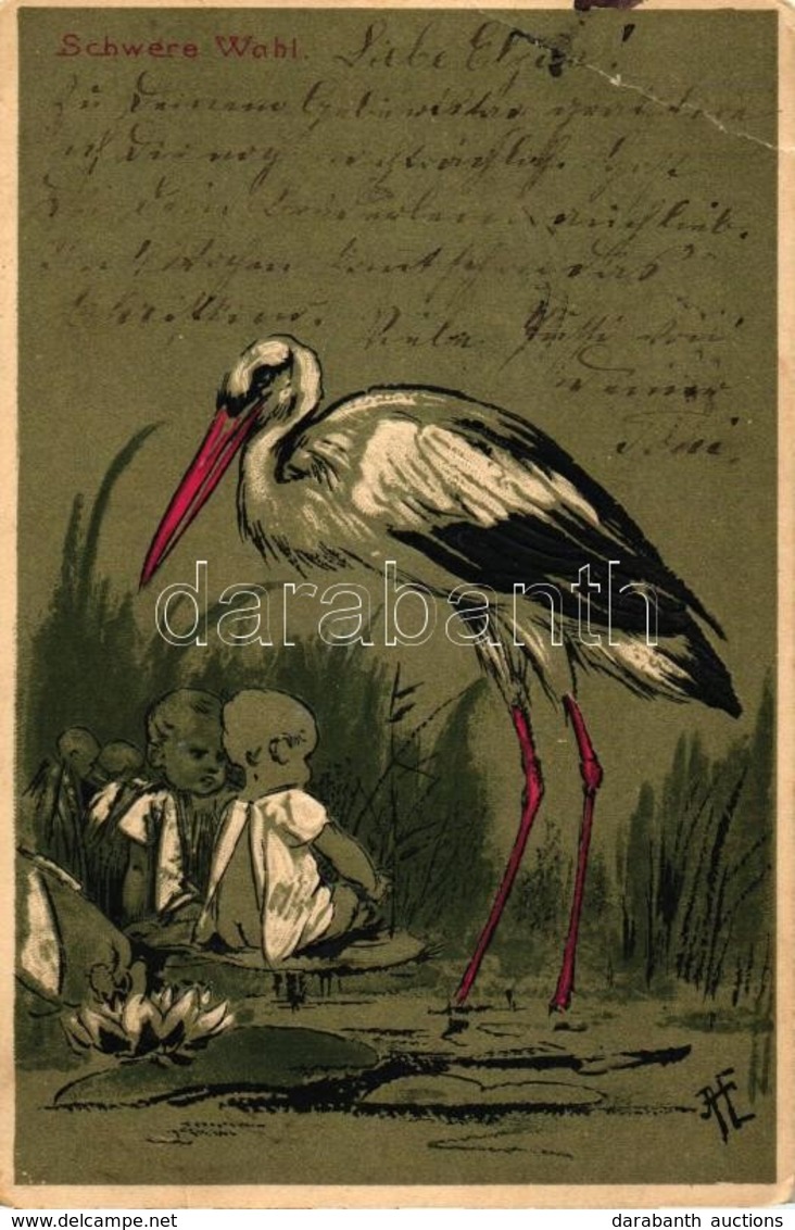 * T3 Children, Stork, Emb. Litho S: Arthur Heyer (EB) - Sin Clasificación