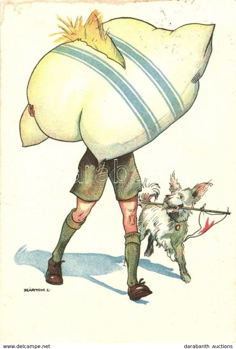 T2/T3 Magyar Cserkészszövetség Kiadása / Hungarian Scout Art Postcard With Dog S: Márton L. + '1933 Gödöllő IV. Jamboree - Unclassified