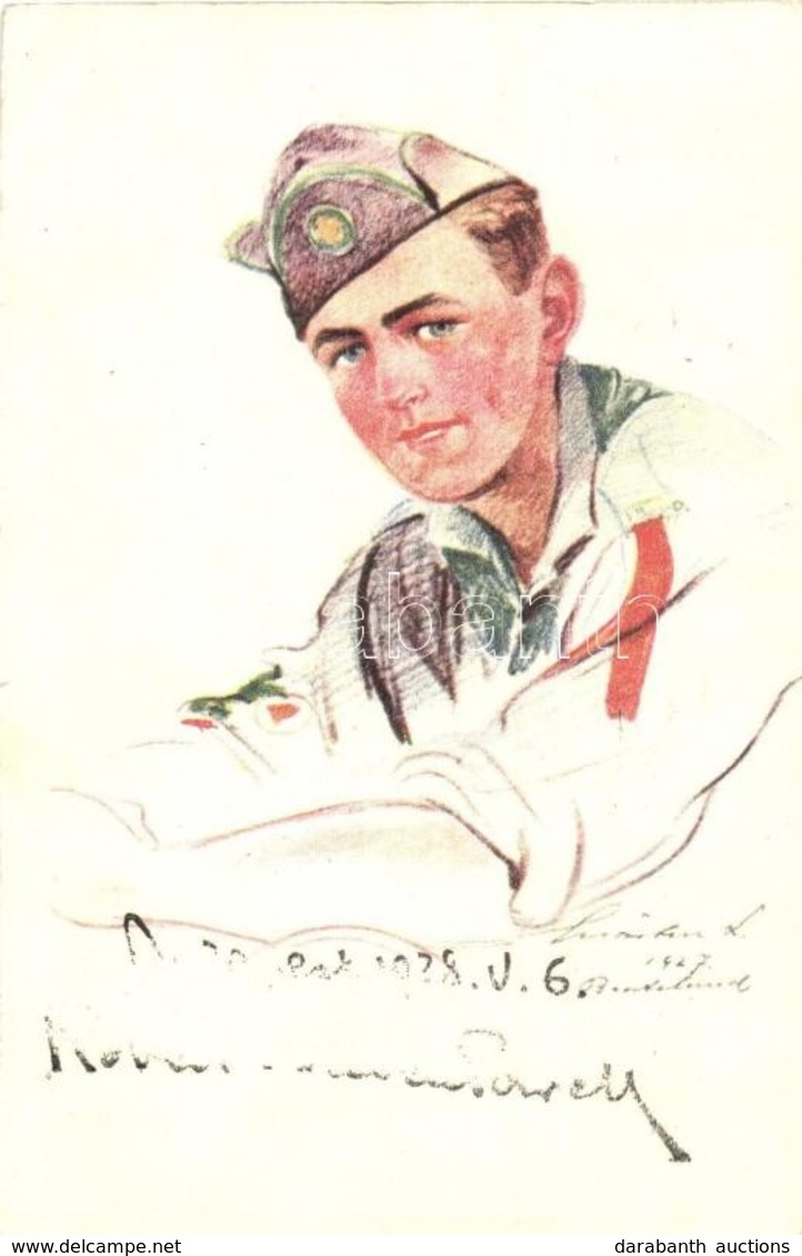 T2/T3 Norvég Cserkész; Kiadja A Magyar Cserkész Szövetség / Norwegian Boy Scout, Art Postcard S: Márton L. (EK) - Non Classés