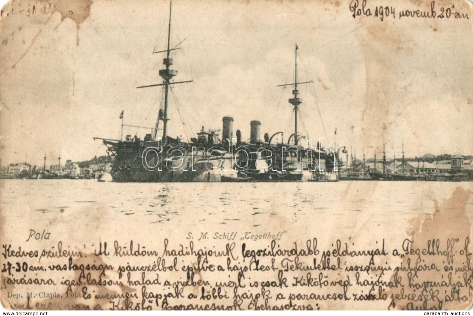 T3 1904 Pola, SM Schiff Tegetthoff. K.u.K. Kriegsmarine / SMS Tegetthoff Osztrák-magyar Haditengerészet Tegetthoff-osztá - Non Classés