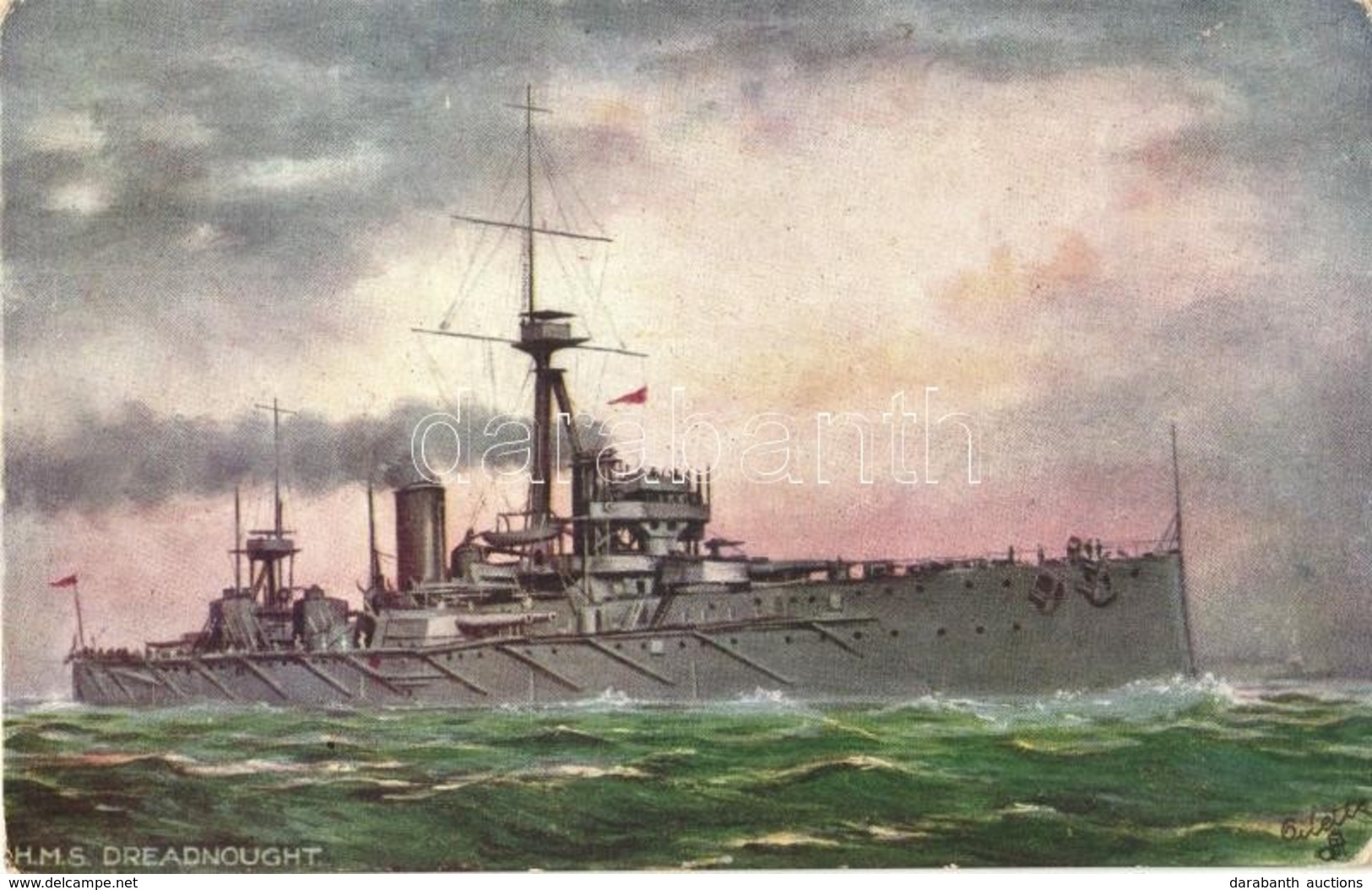** T2/T3 HMS Dreadnought Of The Royal Navy. Raphael Tuck & Sons Oilette Postcard 9472. Our Ironclads - Unclassified