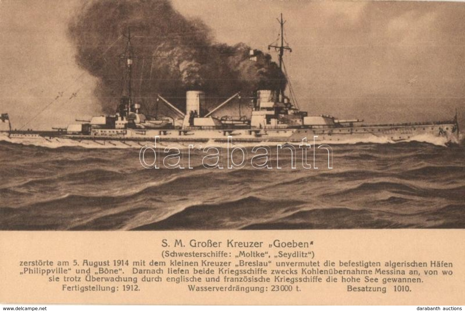 ** T1 SM Grosser Kreuzer Goeben. Kaiserliche Marine / SMS Goeben Moltke-class Battlecruiser Of The Imperial German Navy - Unclassified