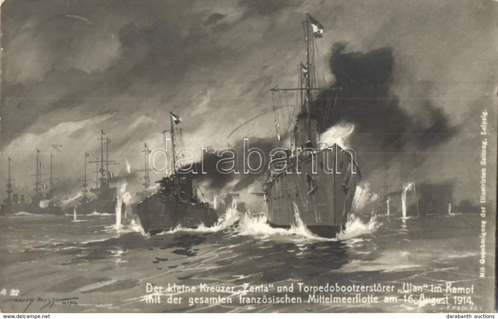 T2 Der Kleine Kreuzer Zenta Und Torpedobootzerstörer Ulan Im Kampfe Mit Der Gesamten Französischen Flotte / WWI K.u.K. N - Sin Clasificación