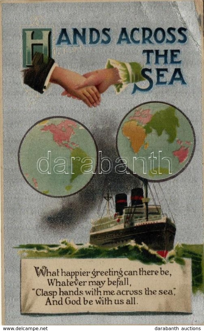 ** T3 Hands Across The Sea, Travelling Greeting Card, B.B. London & New York Series No. E341. Litho, Silver Card (EB) - Ohne Zuordnung